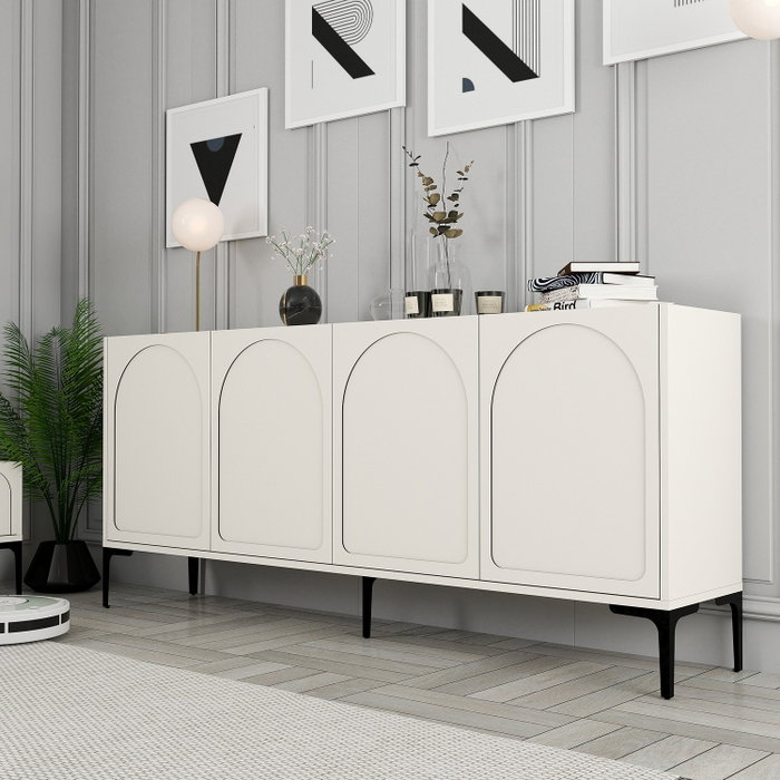 Hanah Home Lyon 79 Consola Crema y Negro